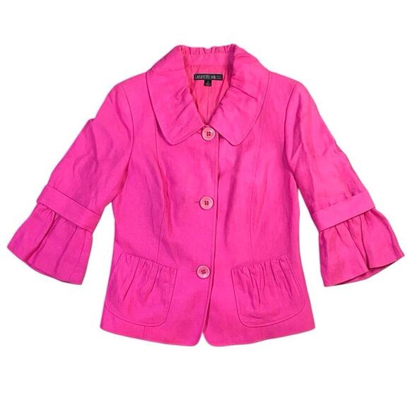 Lafayette 148 Barbie Pink Linen Jacket - 6 - Picture 1 of 4